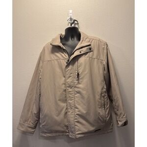 Weatherproof‎ Jacket Coat Men L Beige Fleece Lined Pockets Zip Snap